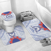Queen Salote College 100 Years Personalized Bathroom Set Tonga QSC Heilala Lei White Ngatu Pattern LT14 Mat Set Only (3 pcs) One Size White - Polynesian Pride