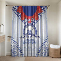 Queen Salote College 100 Years Personalized Bathroom Set Tonga QSC Heilala Lei White Ngatu Pattern LT14 Shower Curtain Only White - Polynesian Pride