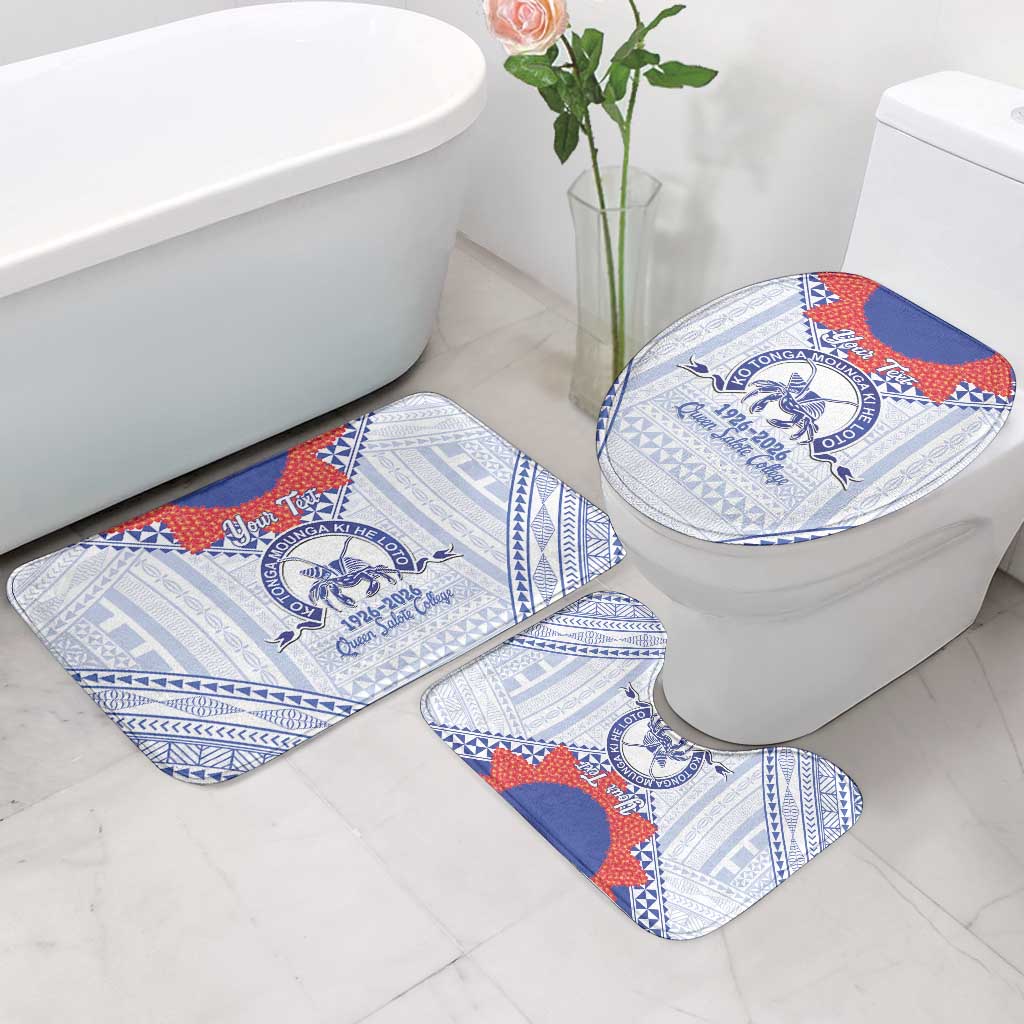 Queen Salote College 100 Years Personalized Bathroom Set Tonga QSC Heilala Lei White Ngatu Pattern LT14 - Polynesian Pride