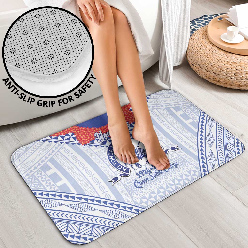 Queen Salote College 100 Years Personalized Bathroom Set Tonga QSC Heilala Lei White Ngatu Pattern LT14 - Polynesian Pride