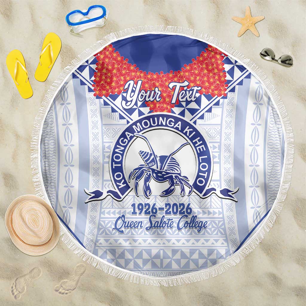 Queen Salote College 100 Years Personalized Beach Blanket Tonga QSC Heilala Lei White Ngatu Pattern LT14 One Size 150cm White - Polynesian Pride