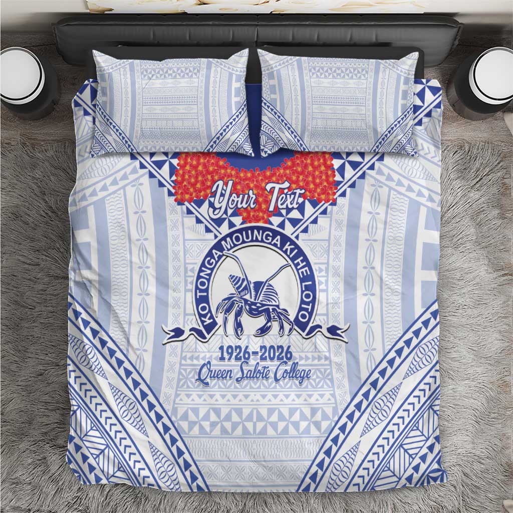Queen Salote College 100 Years Personalized Bedding Set Tonga QSC Heilala Lei White Ngatu Pattern LT14 White - Polynesian Pride