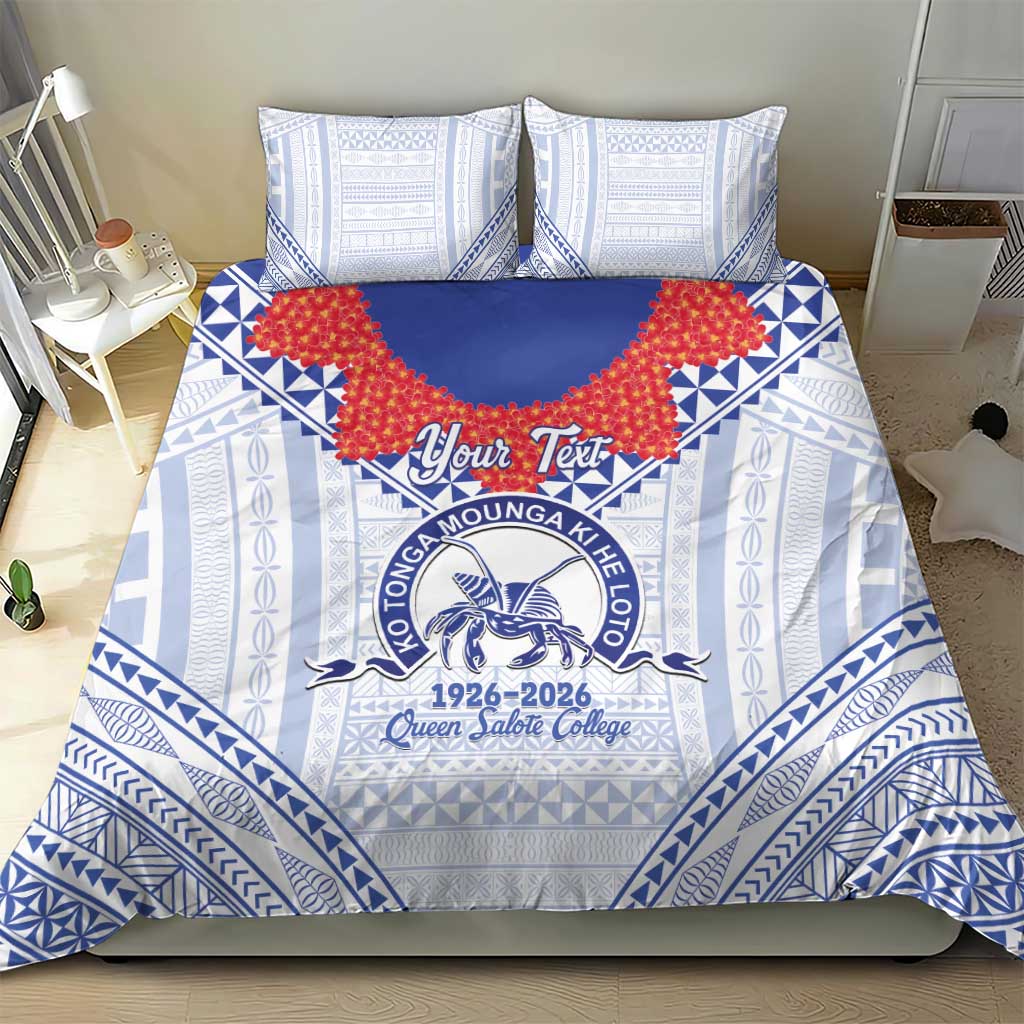 Queen Salote College 100 Years Personalized Bedding Set Tonga QSC Heilala Lei White Ngatu Pattern LT14 - Polynesian Pride