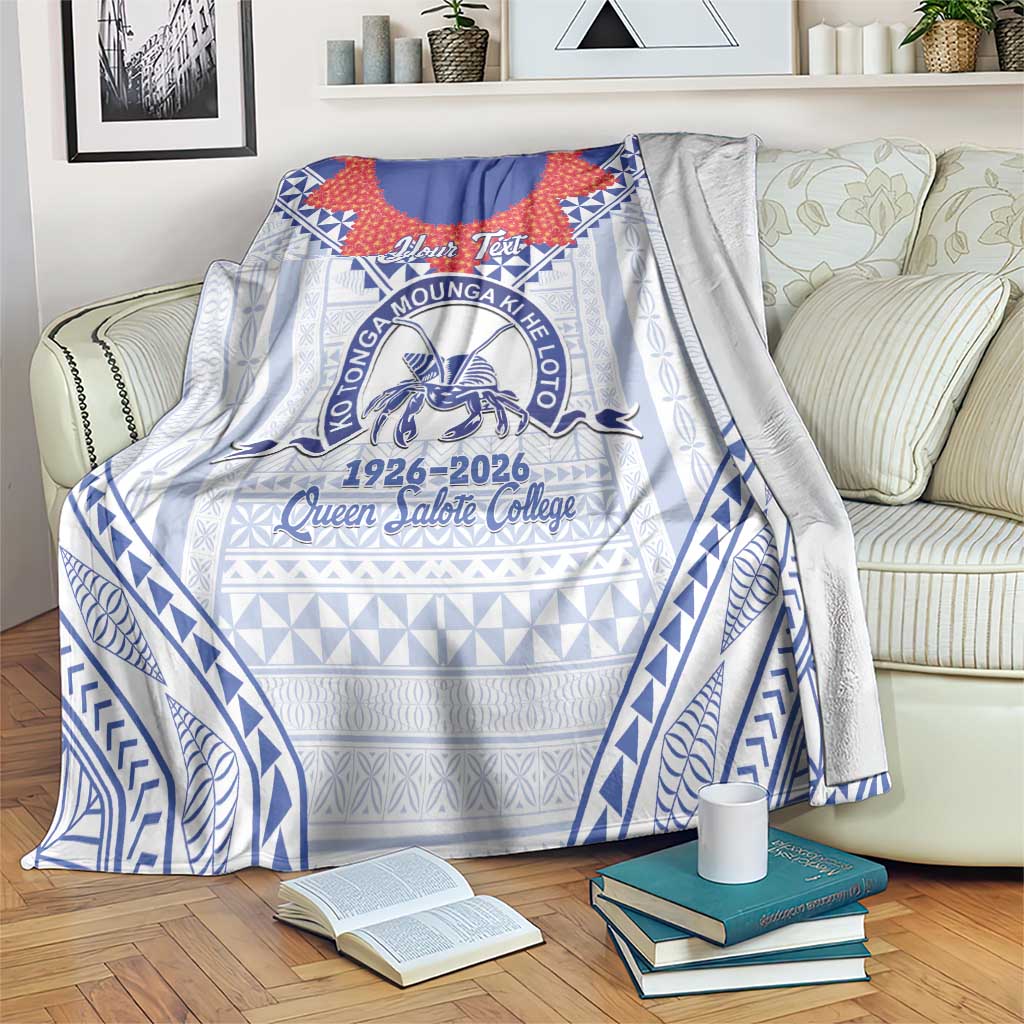 Queen Salote College 100 Years Personalized Blanket Tonga QSC Heilala Lei White Ngatu Pattern LT14 White - Polynesian Pride