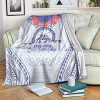 Queen Salote College 100 Years Personalized Blanket Tonga QSC Heilala Lei White Ngatu Pattern LT14 White - Polynesian Pride