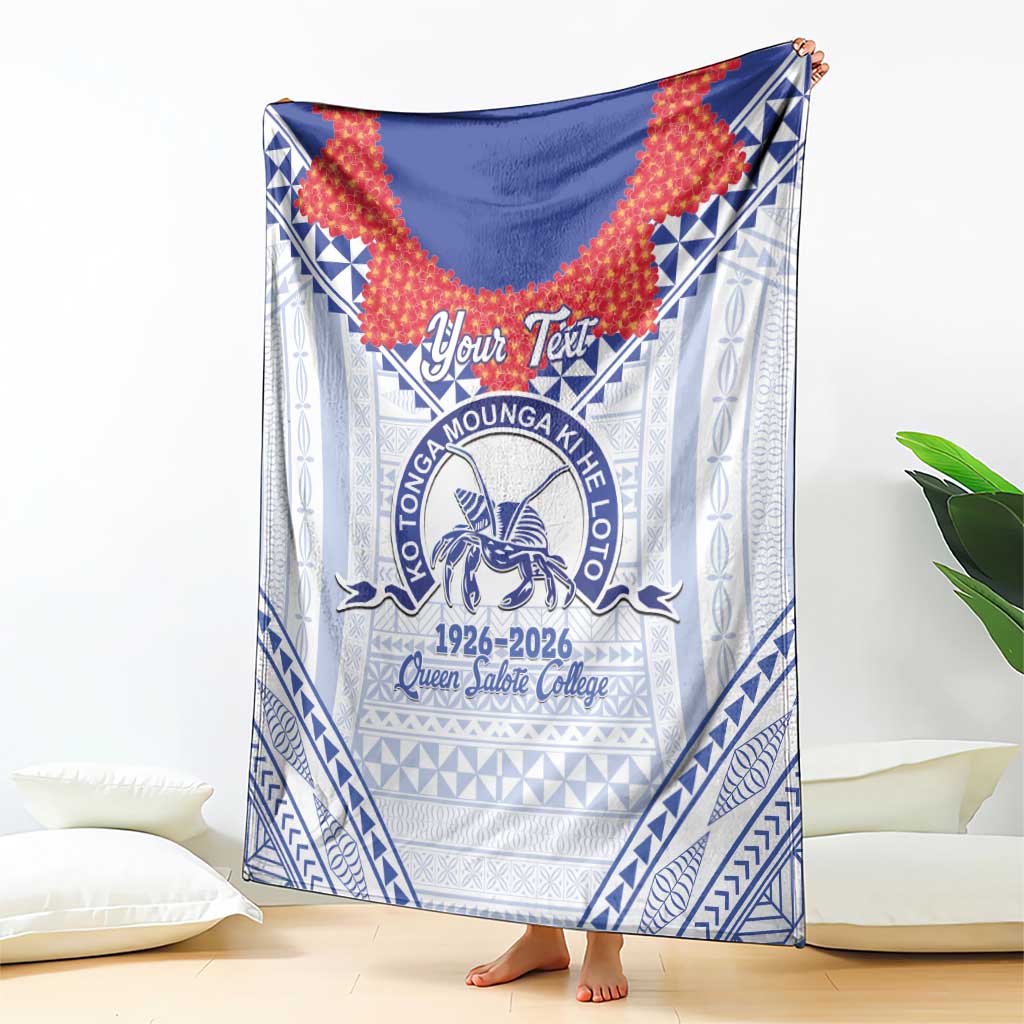 Queen Salote College 100 Years Personalized Blanket Tonga QSC Heilala Lei White Ngatu Pattern LT14 - Polynesian Pride