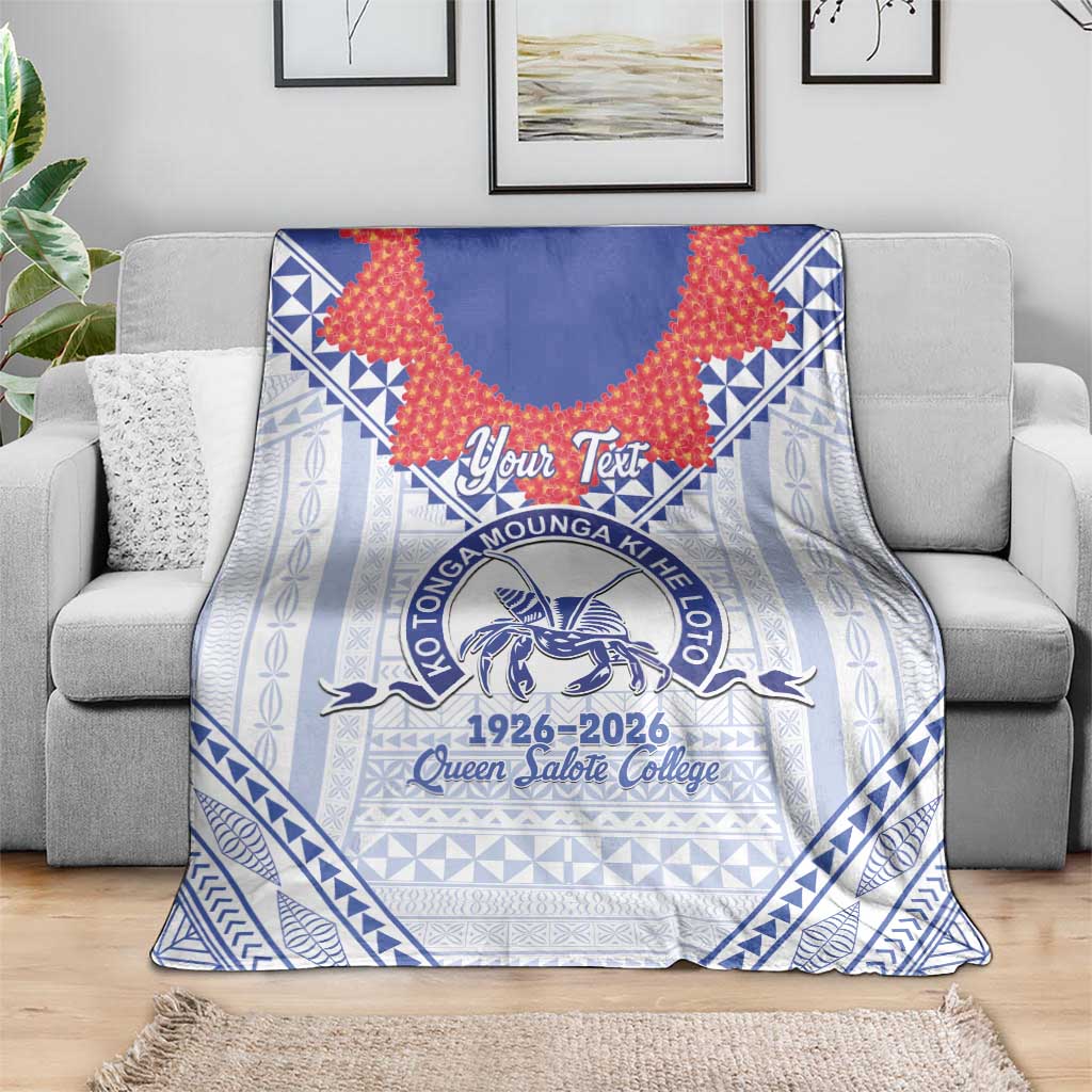 Queen Salote College 100 Years Personalized Blanket Tonga QSC Heilala Lei White Ngatu Pattern LT14 - Polynesian Pride