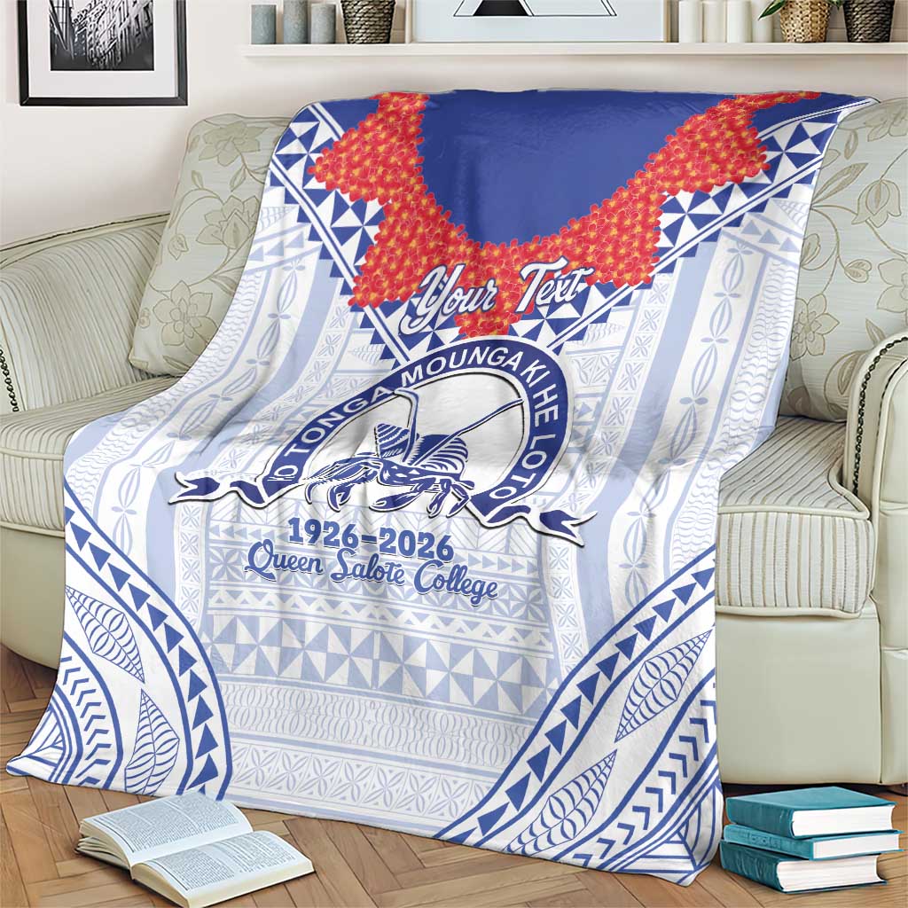 Queen Salote College 100 Years Personalized Blanket Tonga QSC Heilala Lei White Ngatu Pattern LT14 - Polynesian Pride