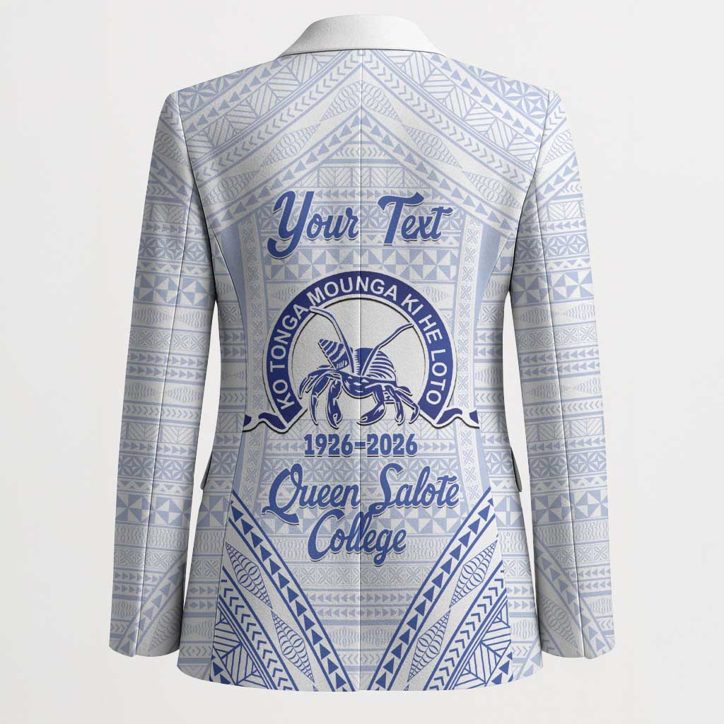 Queen Salote College 100 Years Personalized Blazer Tonga QSC Heilala Lei White Ngatu Pattern LT14 - Polynesian Pride
