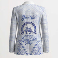 Queen Salote College 100 Years Personalized Blazer Tonga QSC Heilala Lei White Ngatu Pattern LT14 - Polynesian Pride