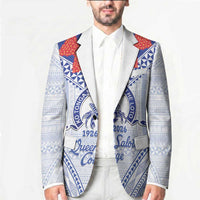 Queen Salote College 100 Years Personalized Blazer Tonga QSC Heilala Lei White Ngatu Pattern LT14 - Polynesian Pride
