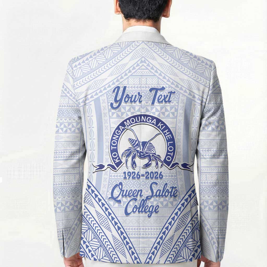 Queen Salote College 100 Years Personalized Blazer Tonga QSC Heilala Lei White Ngatu Pattern LT14 - Polynesian Pride