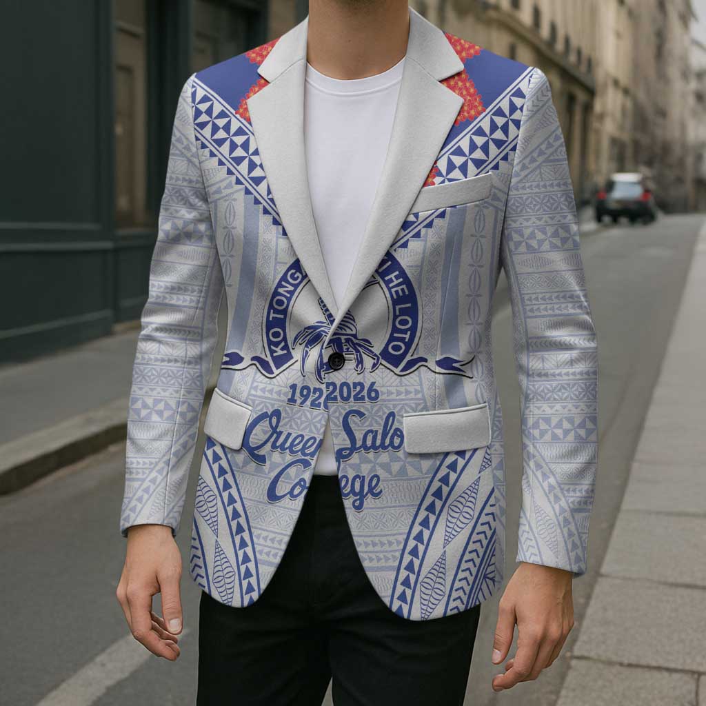 Queen Salote College 100 Years Personalized Blazer Tonga QSC Heilala Lei White Ngatu Pattern LT14 - Polynesian Pride
