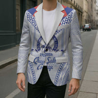 Queen Salote College 100 Years Personalized Blazer Tonga QSC Heilala Lei White Ngatu Pattern LT14 - Polynesian Pride