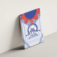 Queen Salote College 100 Years Personalized Canvas Wall Art Tonga QSC Heilala Lei White Ngatu Pattern LT14 - Polynesian Pride