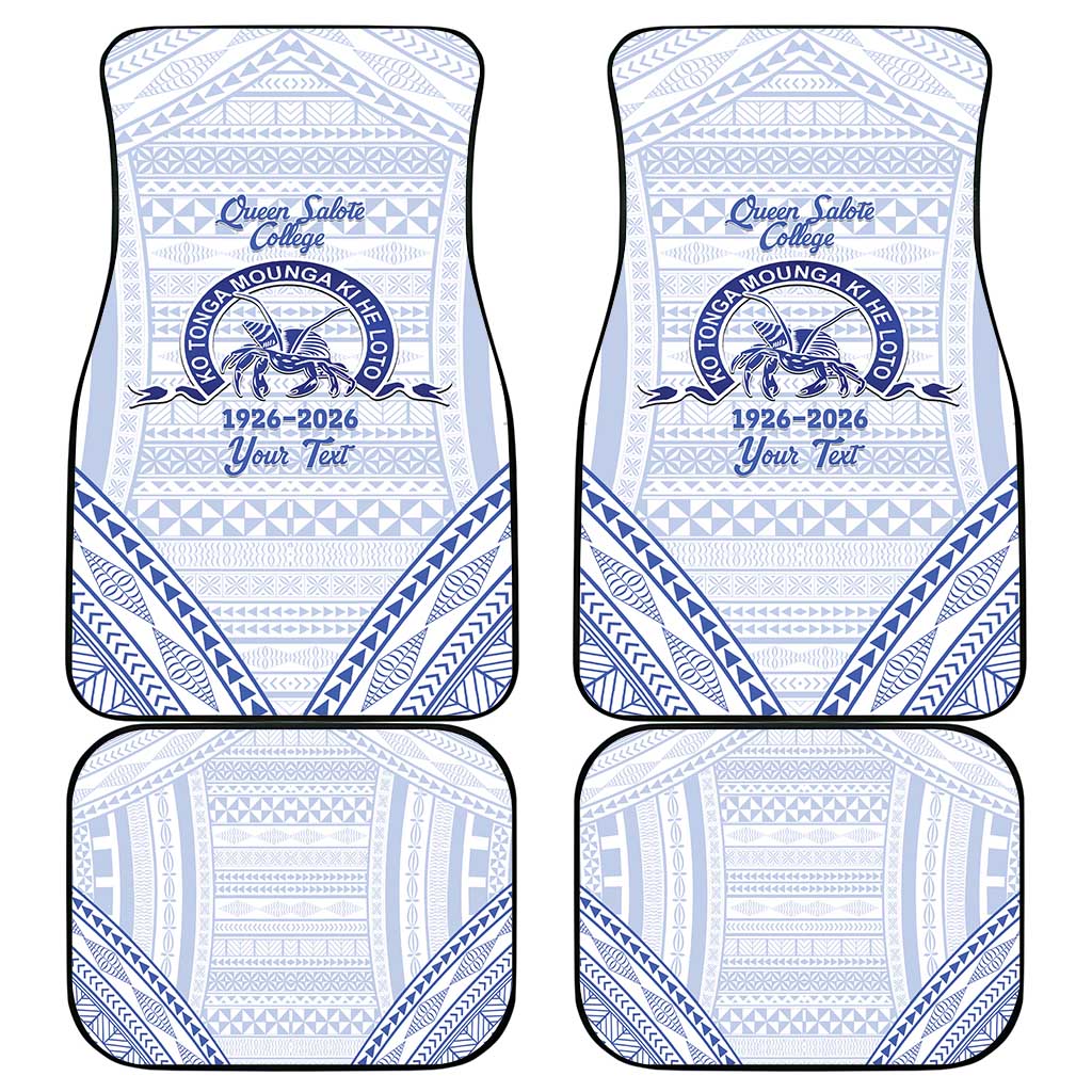 Queen Salote College 100 Years Personalized Car Mats Tonga QSC Heilala Lei White Ngatu Pattern LT14 - Polynesian Pride