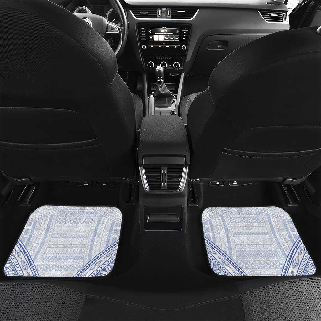Queen Salote College 100 Years Personalized Car Mats Tonga QSC Heilala Lei White Ngatu Pattern LT14 Set 2pcs - Back White - Polynesian Pride