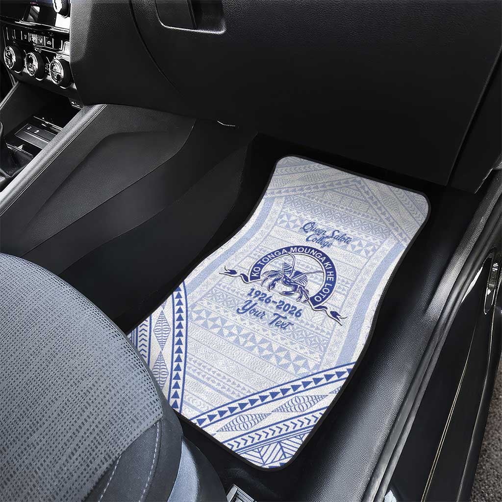 Queen Salote College 100 Years Personalized Car Mats Tonga QSC Heilala Lei White Ngatu Pattern LT14 - Polynesian Pride