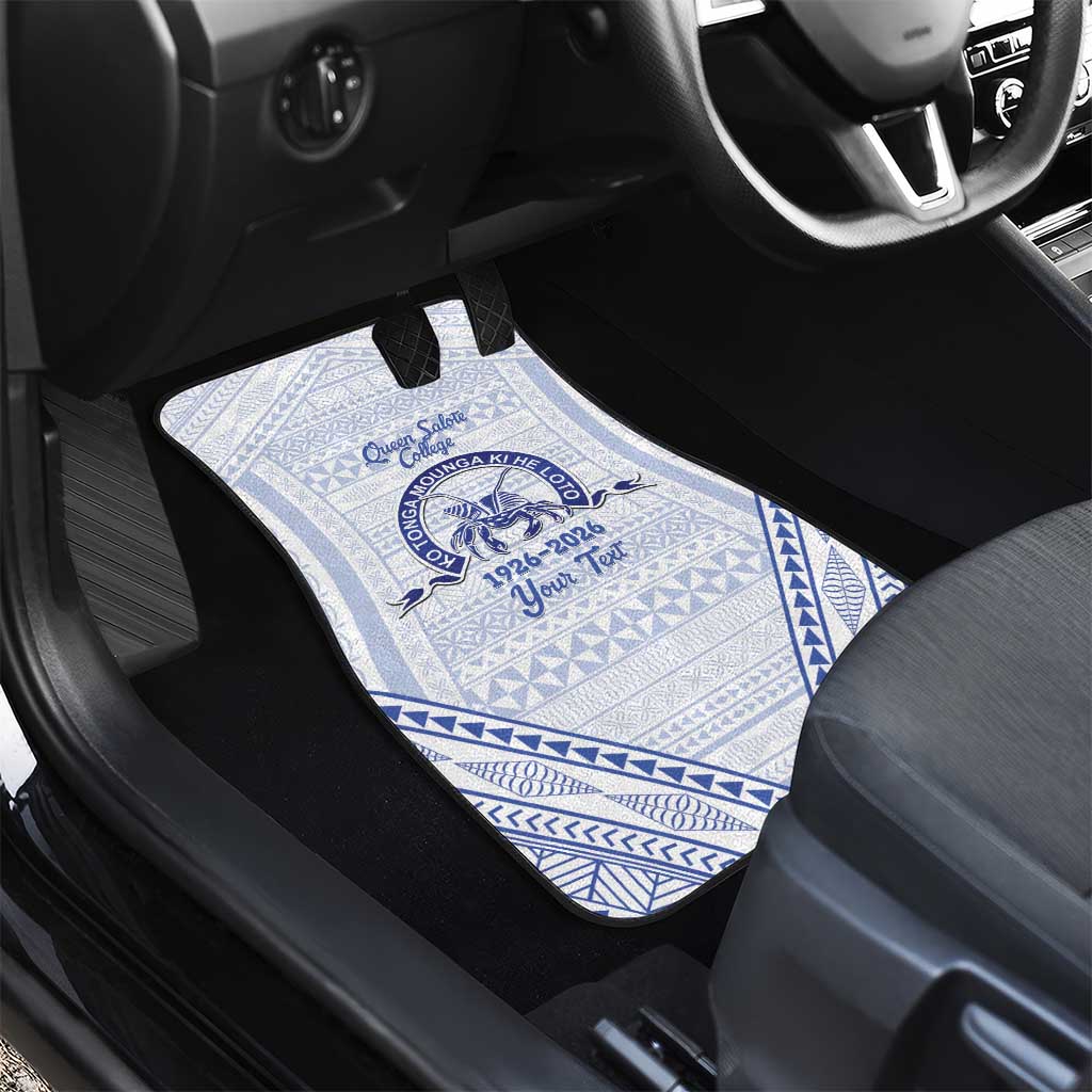 Queen Salote College 100 Years Personalized Car Mats Tonga QSC Heilala Lei White Ngatu Pattern LT14 - Polynesian Pride