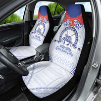 Queen Salote College 100 Years Personalized Car Seat Cover Tonga QSC Heilala Lei White Ngatu Pattern LT14 - Polynesian Pride