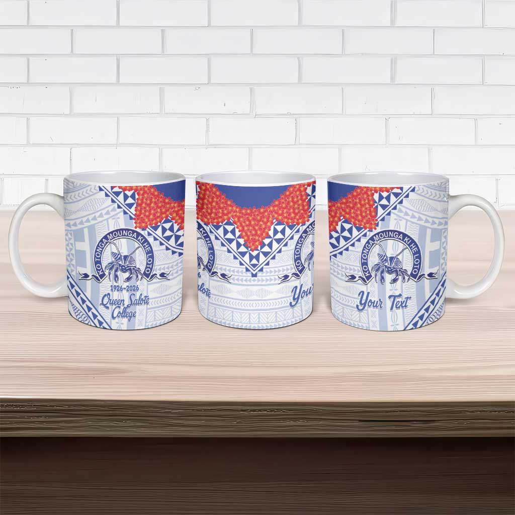 Queen Salote College 100 Years Personalized Ceramic Mug Tonga QSC Heilala Lei White Ngatu Pattern LT14 - Polynesian Pride