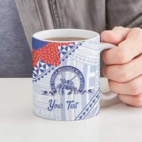 Queen Salote College 100 Years Personalized Ceramic Mug Tonga QSC Heilala Lei White Ngatu Pattern LT14 - Polynesian Pride