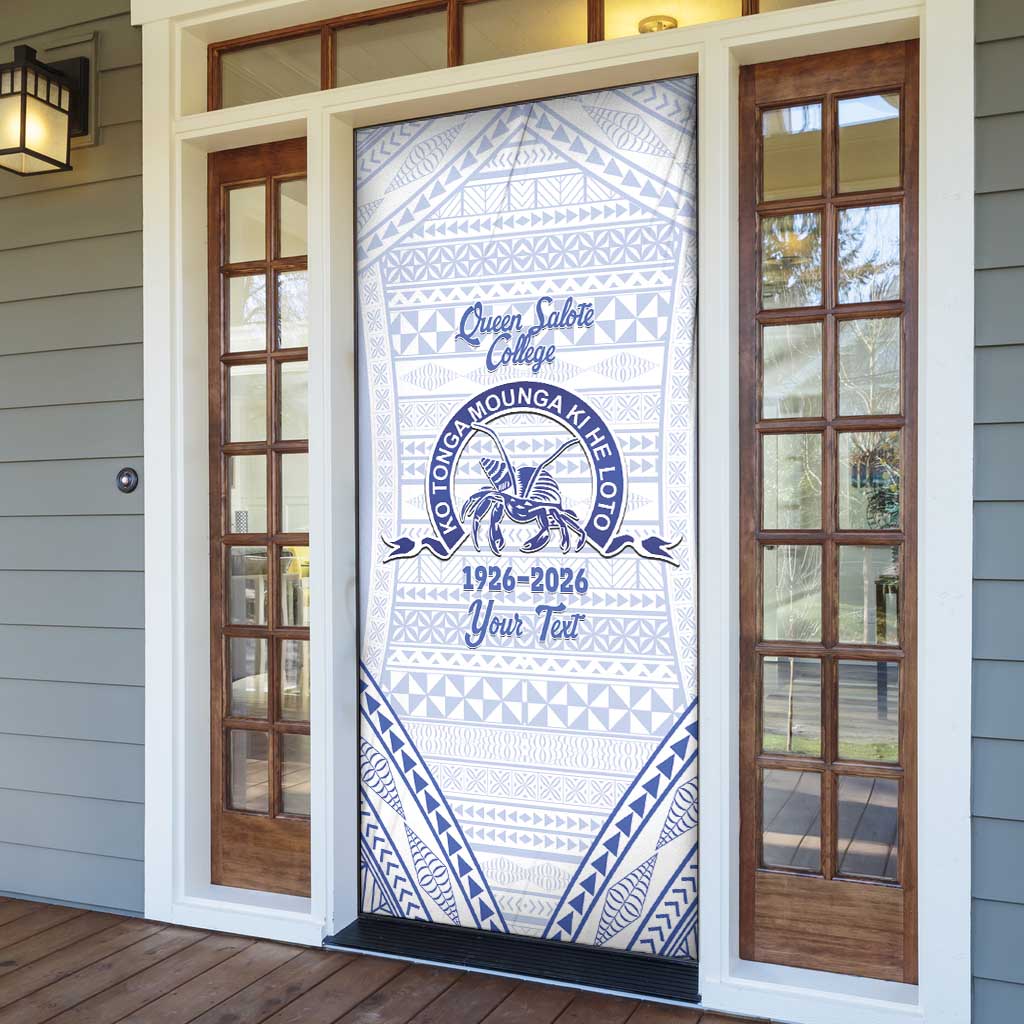 Queen Salote College 100 Years Personalized Door Cover Tonga QSC Heilala Lei White Ngatu Pattern LT14 - Polynesian Pride