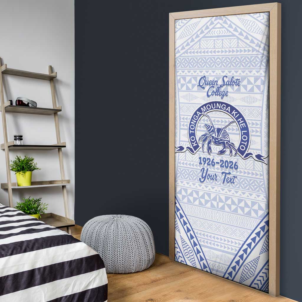 Queen Salote College 100 Years Personalized Door Cover Tonga QSC Heilala Lei White Ngatu Pattern LT14 - Polynesian Pride