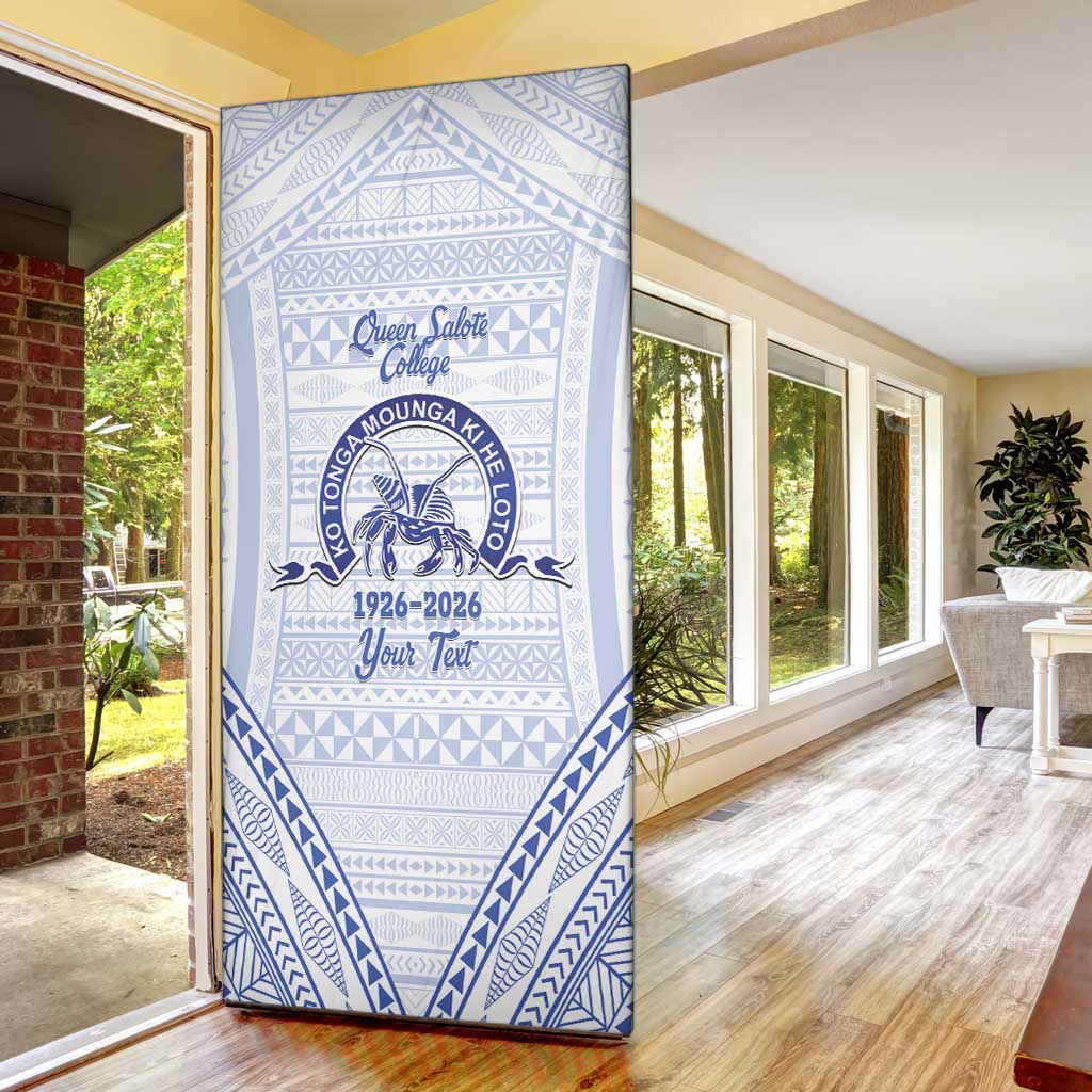 Queen Salote College 100 Years Personalized Door Cover Tonga QSC Heilala Lei White Ngatu Pattern LT14 - Polynesian Pride