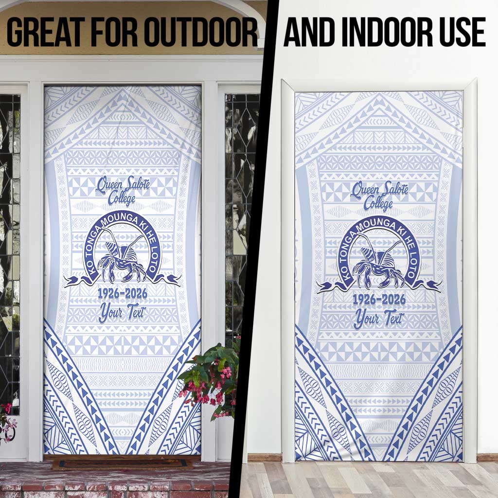 Queen Salote College 100 Years Personalized Door Cover Tonga QSC Heilala Lei White Ngatu Pattern LT14 - Polynesian Pride