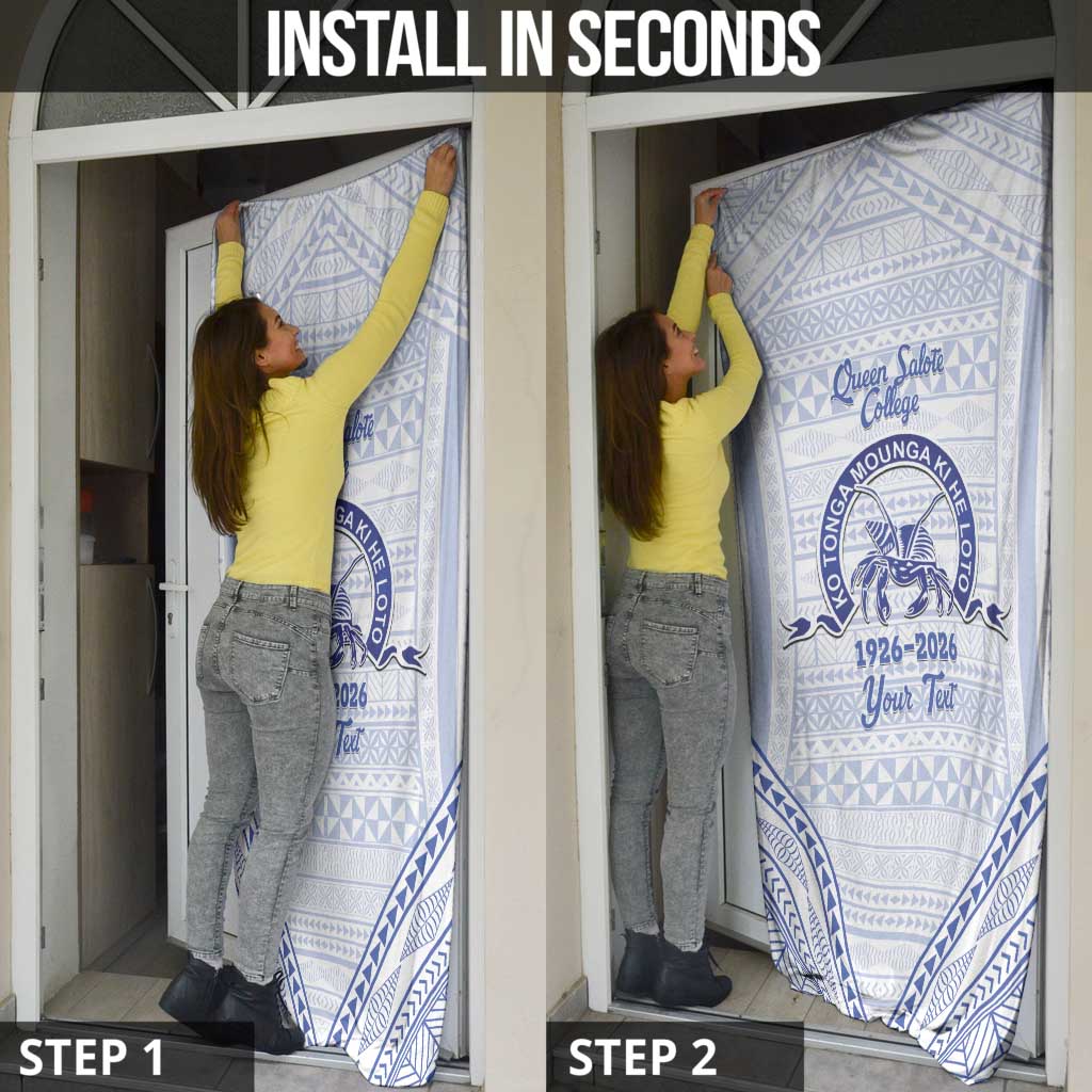Queen Salote College 100 Years Personalized Door Cover Tonga QSC Heilala Lei White Ngatu Pattern LT14 - Polynesian Pride