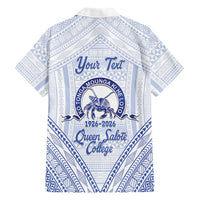 Queen Salote College 100 Years Personalized Family Matching Mermaid Dress and Hawaiian Shirt Tonga QSC Heilala Lei White Ngatu Pattern