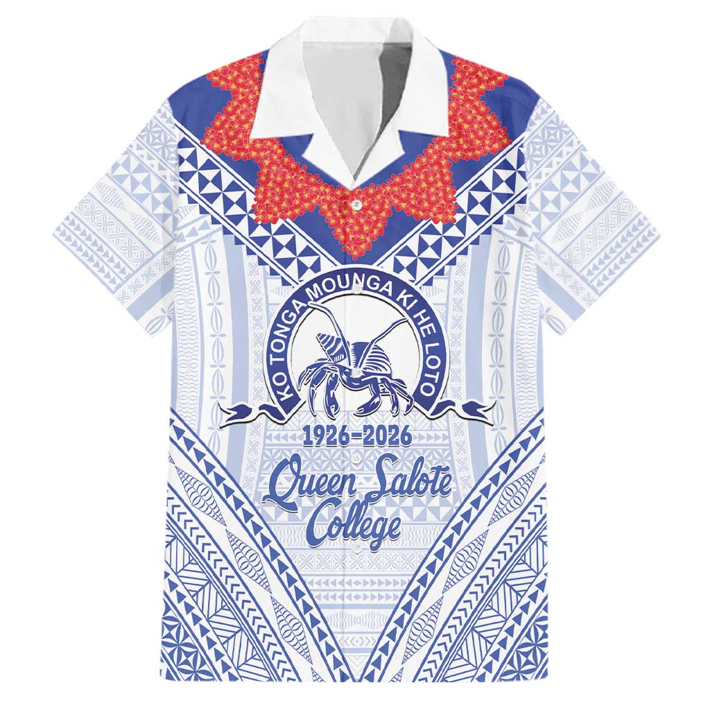Queen Salote College 100 Years Personalized Family Matching Off Shoulder Short Dress and Hawaiian Shirt Tonga QSC Heilala Lei White Ngatu Pattern