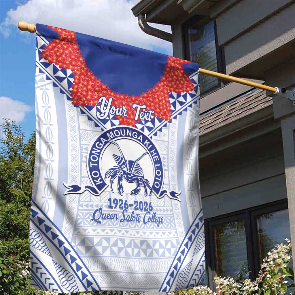 Queen Salote College 100 Years Personalized Garden Flag Tonga QSC Heilala Lei White Ngatu Pattern LT14 - Polynesian Pride