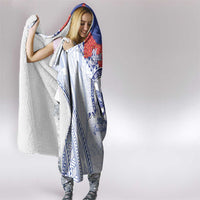 Queen Salote College 100 Years Personalized Hooded Blanket Tonga QSC Heilala Lei White Ngatu Pattern LT14 - Polynesian Pride