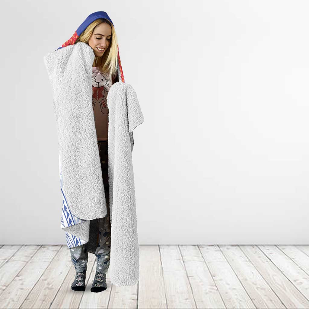 Queen Salote College 100 Years Personalized Hooded Blanket Tonga QSC Heilala Lei White Ngatu Pattern LT14 - Polynesian Pride