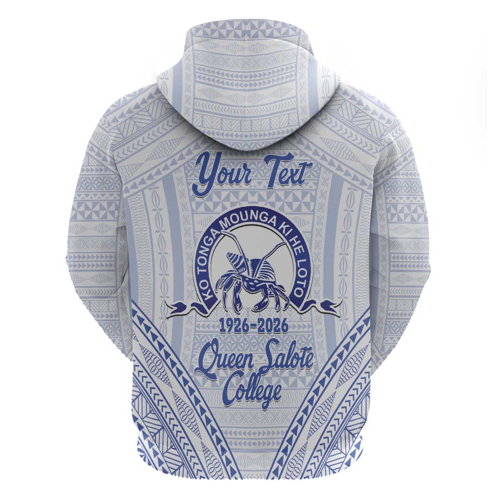 Queen Salote College 100 Years Personalized Hoodie Tonga QSC Heilala Lei White Ngatu Pattern LT14 - Polynesian Pride