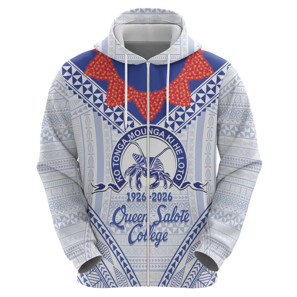 Queen Salote College 100 Years Personalized Hoodie Tonga QSC Heilala Lei White Ngatu Pattern LT14 - Polynesian Pride