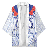 Queen Salote College 100 Years Personalized Kimono Tonga QSC Heilala Lei White Ngatu Pattern LT14 Unisex White - Polynesian Pride