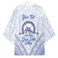 Queen Salote College 100 Years Personalized Kimono Tonga QSC Heilala Lei White Ngatu Pattern LT14 - Polynesian Pride