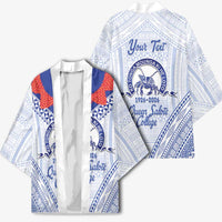 Queen Salote College 100 Years Personalized Kimono Tonga QSC Heilala Lei White Ngatu Pattern LT14 - Polynesian Pride