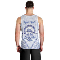 Queen Salote College 100 Years Personalized Men Tank Top Tonga QSC Heilala Lei White Ngatu Pattern LT14 - Polynesian Pride