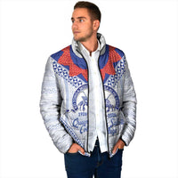 Queen Salote College 100 Years Personalized Padded Jacket Tonga QSC Heilala Lei White Ngatu Pattern LT14 - Polynesian Pride