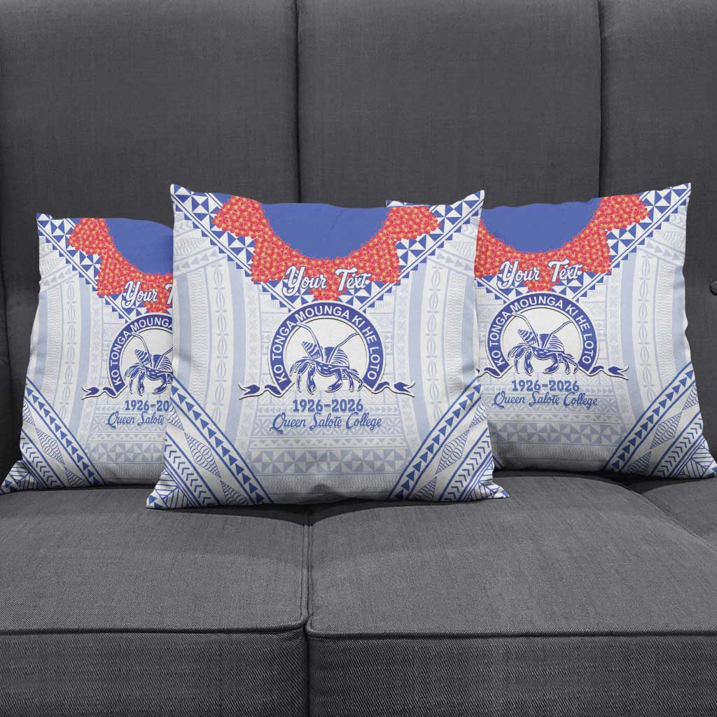 Queen Salote College 100 Years Personalized Pillow Cover Tonga QSC Heilala Lei White Ngatu Pattern LT14 - Polynesian Pride