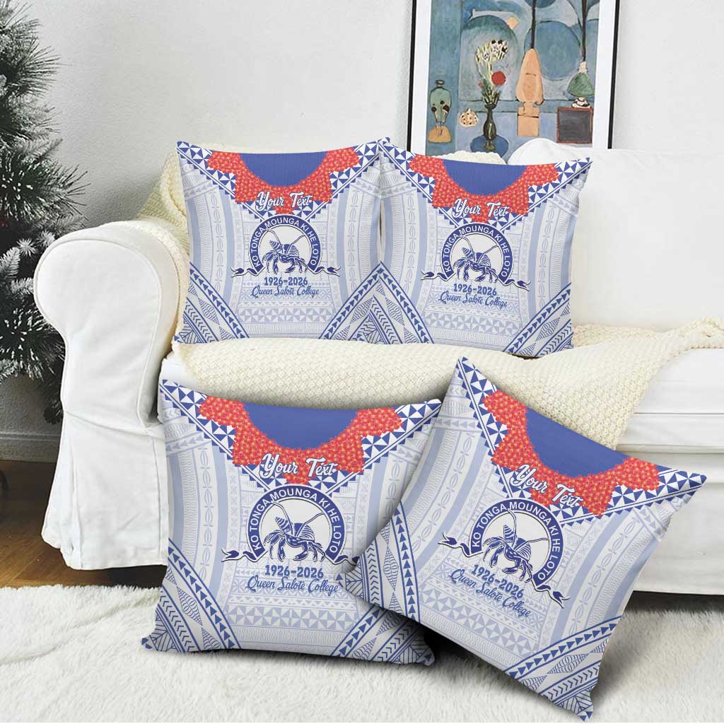 Queen Salote College 100 Years Personalized Pillow Cover Tonga QSC Heilala Lei White Ngatu Pattern LT14 - Polynesian Pride