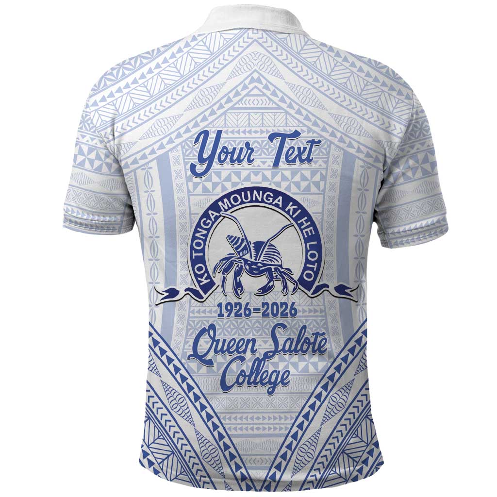 Queen Salote College 100 Years Personalized Polo Shirt Tonga QSC Heilala Lei White Ngatu Pattern LT14 - Polynesian Pride