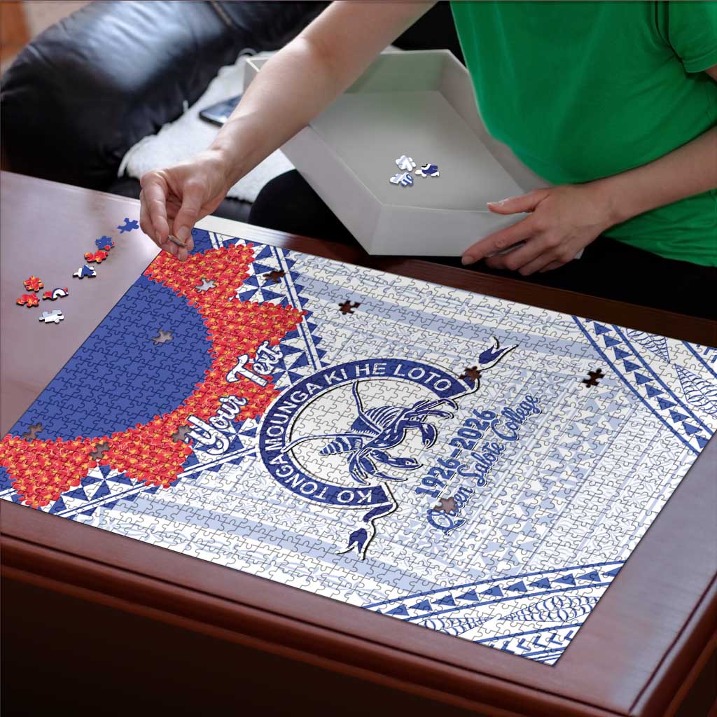 Queen Salote College 100 Years Personalized Puzzle Tonga QSC Heilala Lei White Ngatu Pattern LT14 - Polynesian Pride