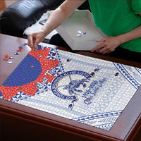Queen Salote College 100 Years Personalized Puzzle Tonga QSC Heilala Lei White Ngatu Pattern LT14 - Polynesian Pride