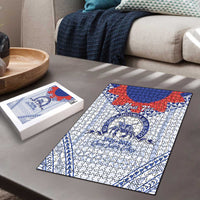 Queen Salote College 100 Years Personalized Puzzle Tonga QSC Heilala Lei White Ngatu Pattern LT14 - Polynesian Pride