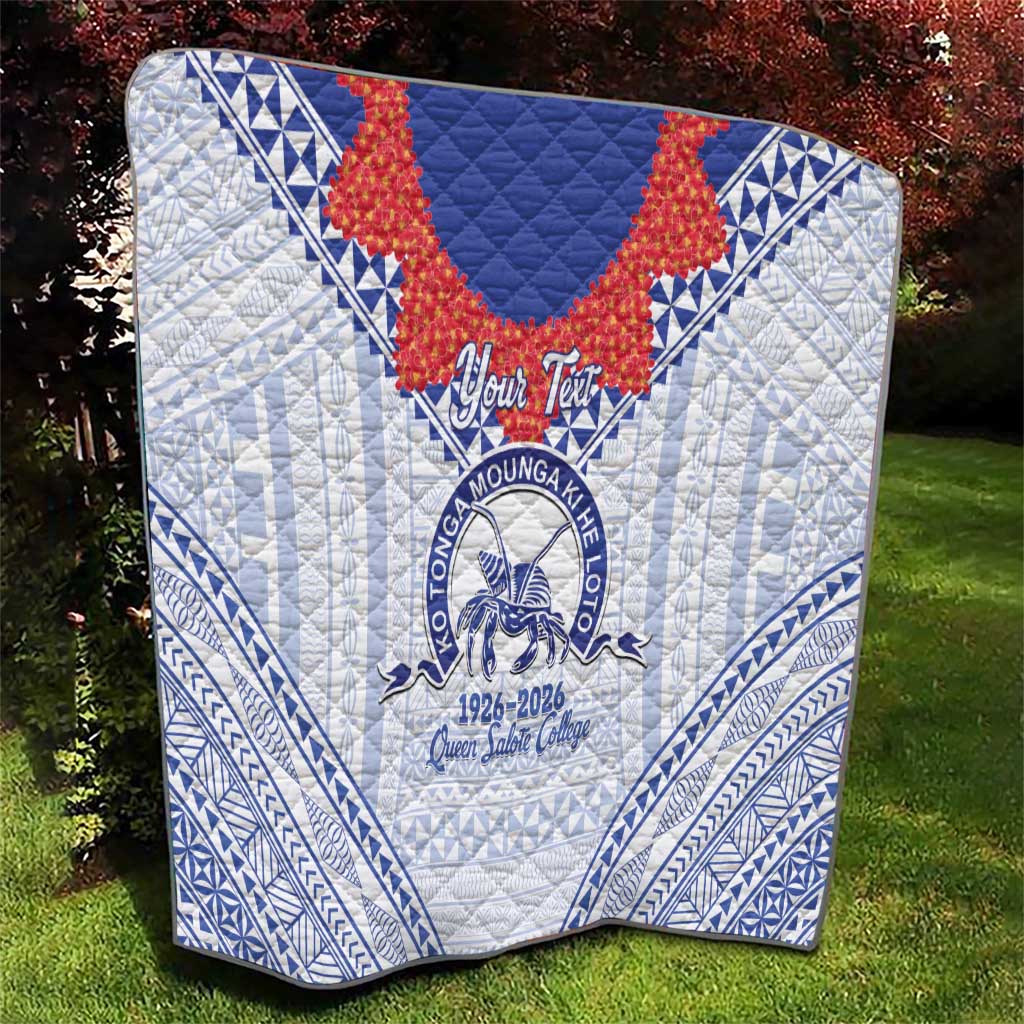 Queen Salote College 100 Years Personalized Quilt Tonga QSC Heilala Lei White Ngatu Pattern LT14 - Polynesian Pride